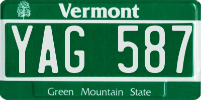 VT license plate YAG587