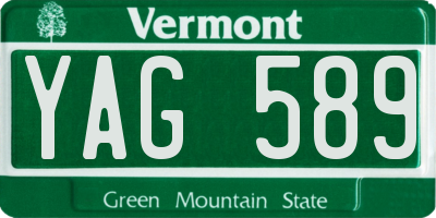 VT license plate YAG589