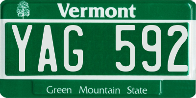 VT license plate YAG592