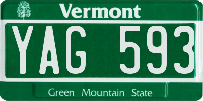 VT license plate YAG593