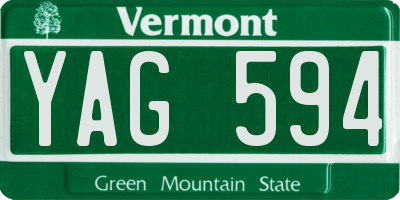 VT license plate YAG594