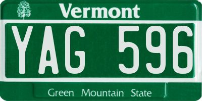 VT license plate YAG596