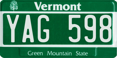 VT license plate YAG598