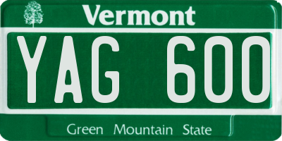 VT license plate YAG600