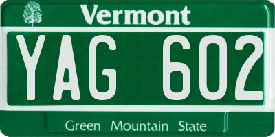 VT license plate YAG602