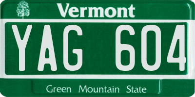 VT license plate YAG604