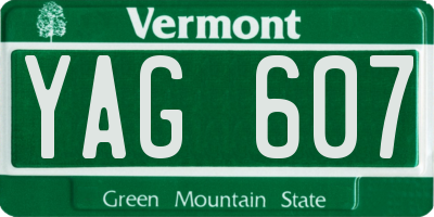 VT license plate YAG607