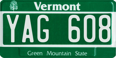 VT license plate YAG608