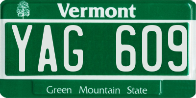 VT license plate YAG609