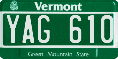 VT license plate YAG610