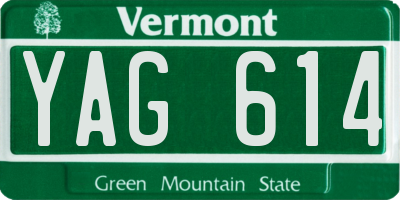 VT license plate YAG614