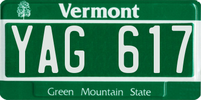 VT license plate YAG617