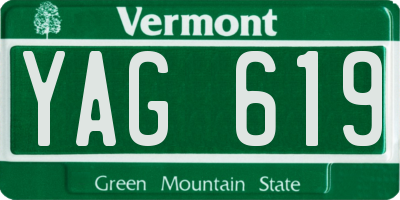 VT license plate YAG619