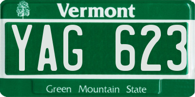 VT license plate YAG623
