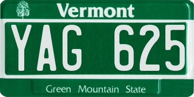 VT license plate YAG625