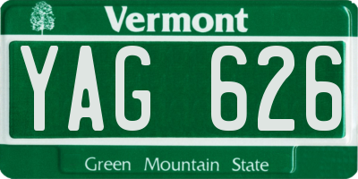 VT license plate YAG626