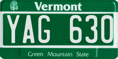 VT license plate YAG630