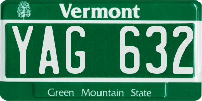 VT license plate YAG632