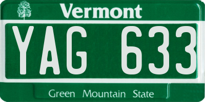 VT license plate YAG633