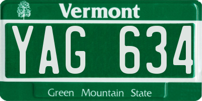 VT license plate YAG634