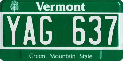 VT license plate YAG637