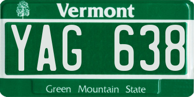 VT license plate YAG638