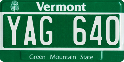 VT license plate YAG640