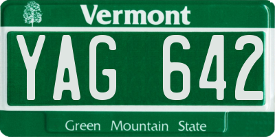 VT license plate YAG642