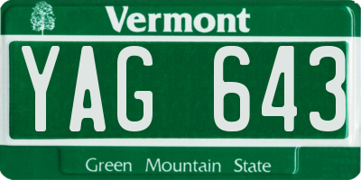 VT license plate YAG643
