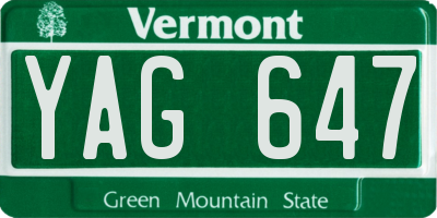 VT license plate YAG647