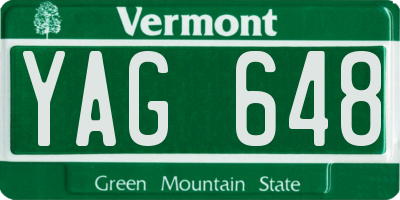 VT license plate YAG648