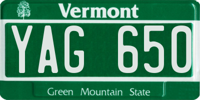 VT license plate YAG650