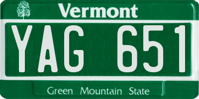 VT license plate YAG651