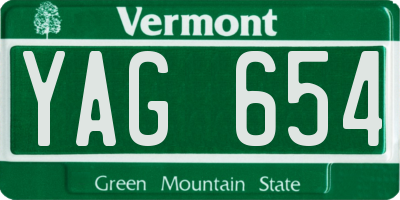 VT license plate YAG654
