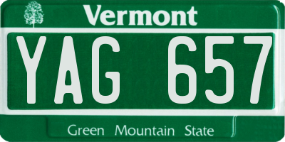 VT license plate YAG657