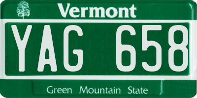 VT license plate YAG658