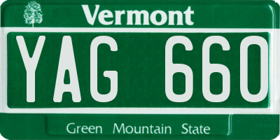VT license plate YAG660
