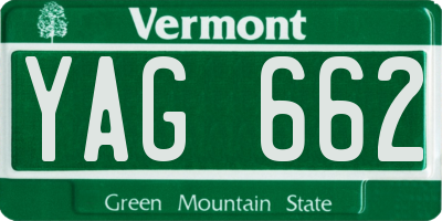 VT license plate YAG662