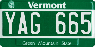VT license plate YAG665