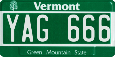 VT license plate YAG666