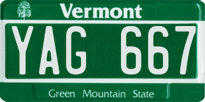 VT license plate YAG667