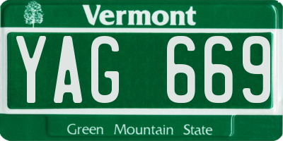 VT license plate YAG669