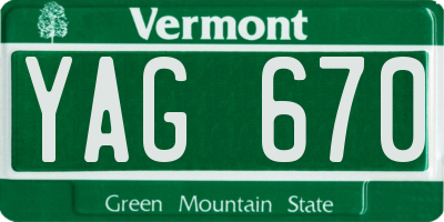 VT license plate YAG670