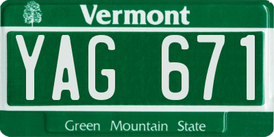 VT license plate YAG671
