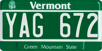 VT license plate YAG672