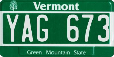 VT license plate YAG673