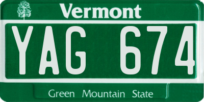 VT license plate YAG674