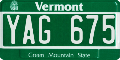 VT license plate YAG675