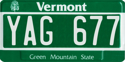 VT license plate YAG677