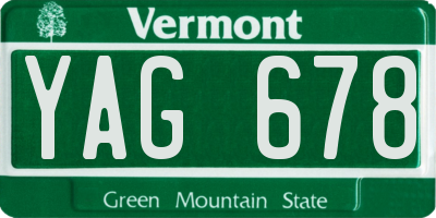 VT license plate YAG678